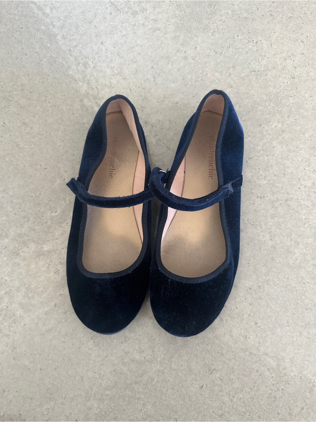 Childrenchic Navy Velvet Mary Jane Flats Children Size 38 / Us 6